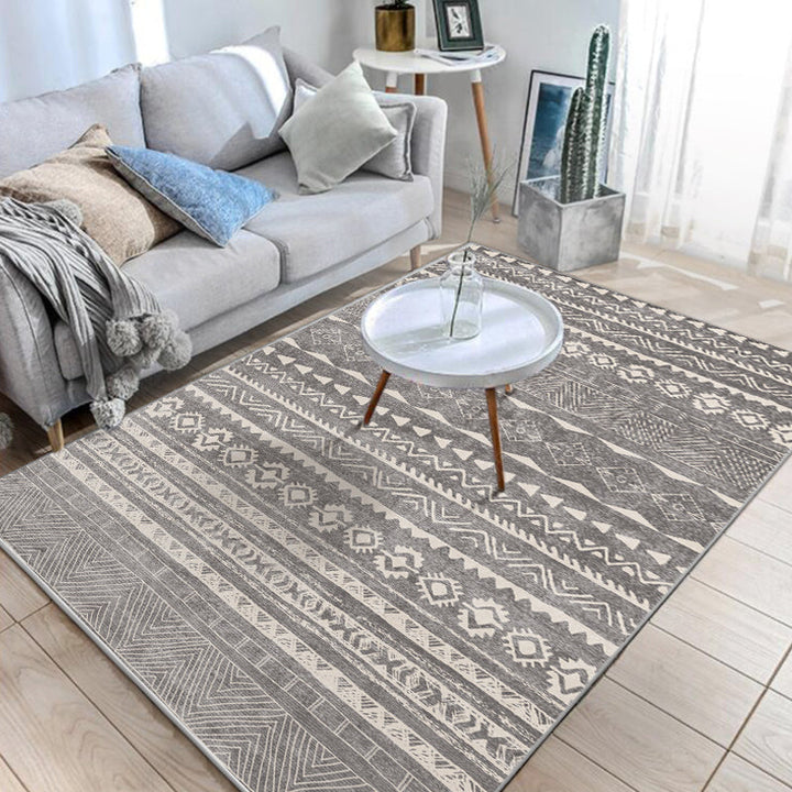 BowLift | Native American Line Print Rug Multicolor Polypropylene Rug Pet Friendly Non-Slip Back Machine Washable Rug for Living Room