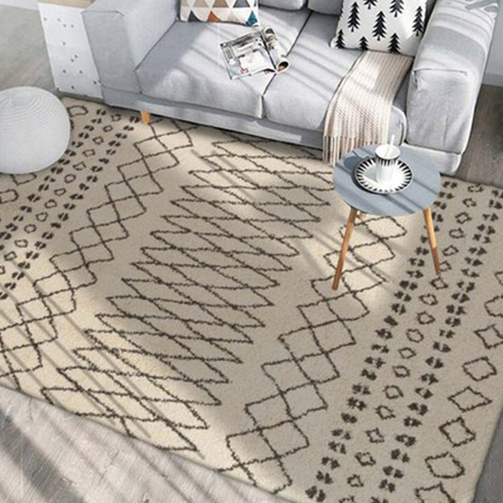 BowLift | Native American Line Print Rug Multicolor Polypropylene Rug Pet Friendly Non-Slip Back Machine Washable Rug for Living Room