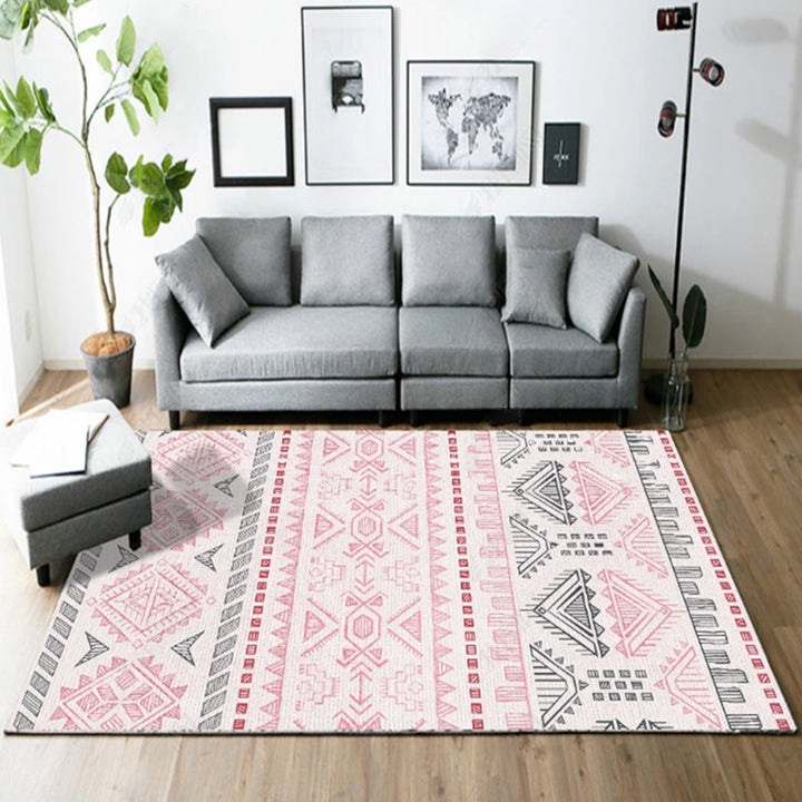BowLift | Native American Line Print Rug Multicolor Polypropylene Rug Pet Friendly Non-Slip Back Machine Washable Rug for Living Room