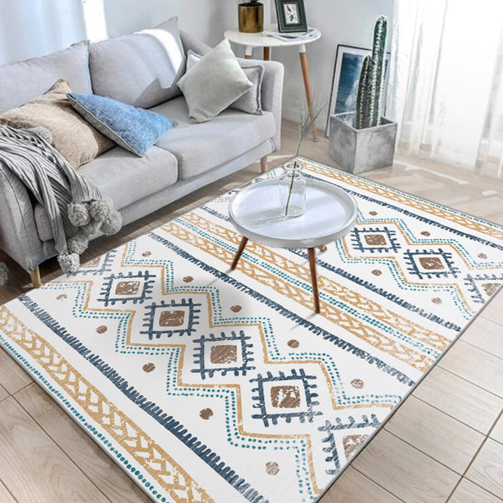 BowLift | Native American Line Print Rug Multicolor Polypropylene Rug Pet Friendly Non-Slip Back Machine Washable Rug for Living Room