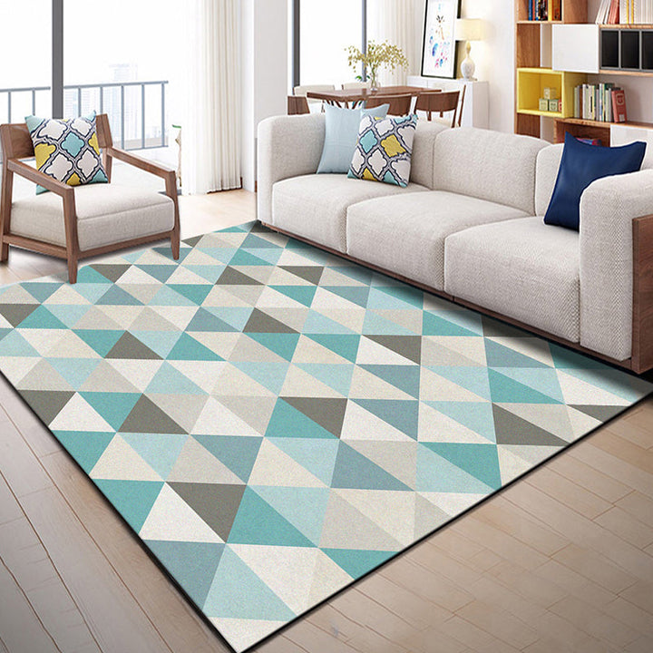 Bright geometric block rug multicolored modern rug polyester machine washable non-slip backing pet-friendly rug for the room | Bowlift