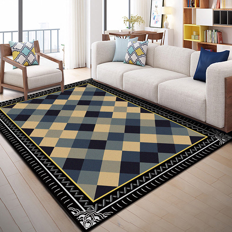 Bright geometric block rug multicolored modern rug polyester machine washable non-slip backing pet-friendly rug for the room | Bowlift