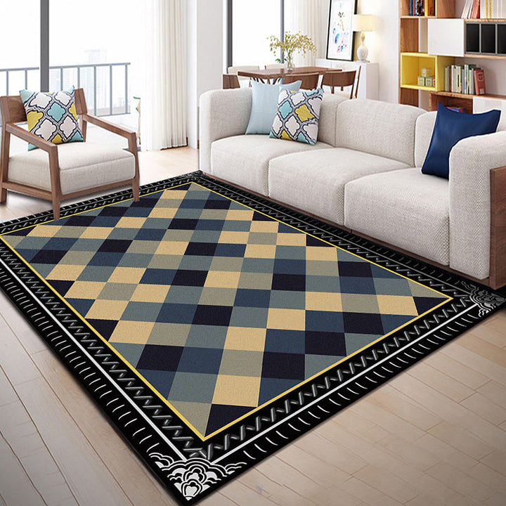 Bright geometric block rug multicolored modern rug polyester machine washable non-slip backing pet-friendly rug for the room | Bowlift