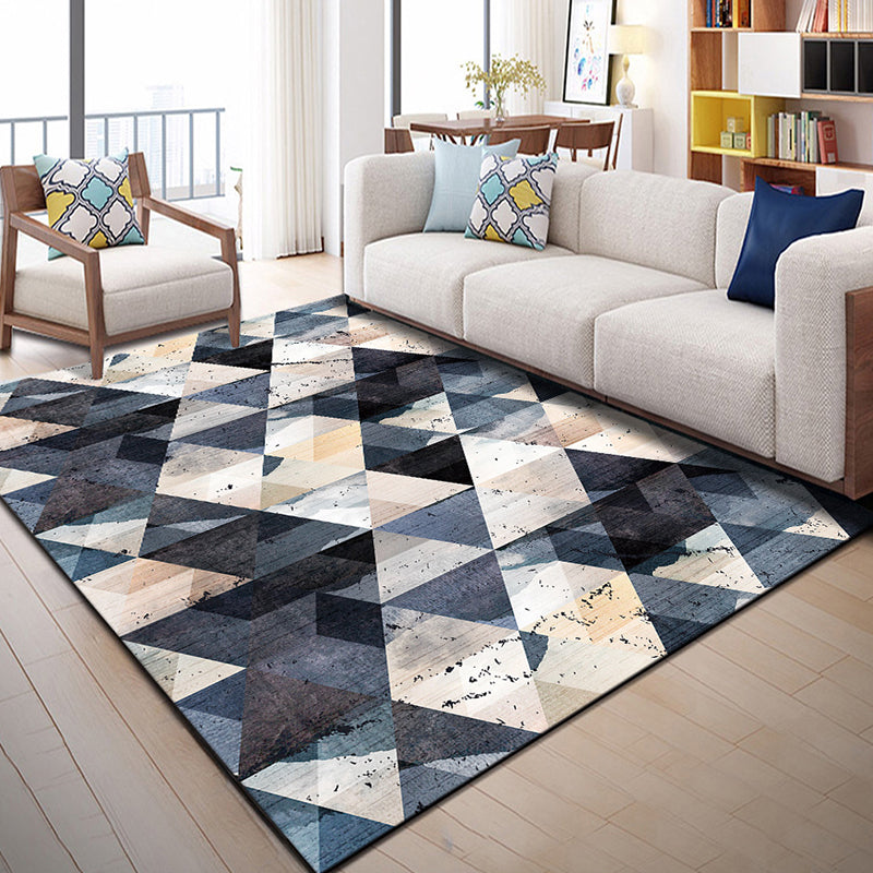 Bright geometric block rug multicolored modern rug polyester machine washable non-slip backing pet-friendly rug for the room | Bowlift