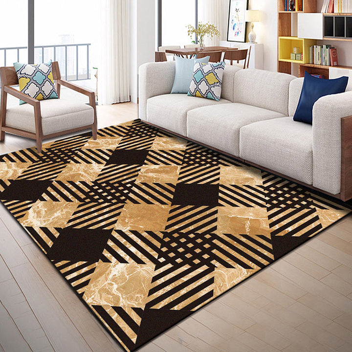 Bright geometric block rug multicolored modern rug polyester machine washable non-slip backing pet-friendly rug for the room | Bowlift