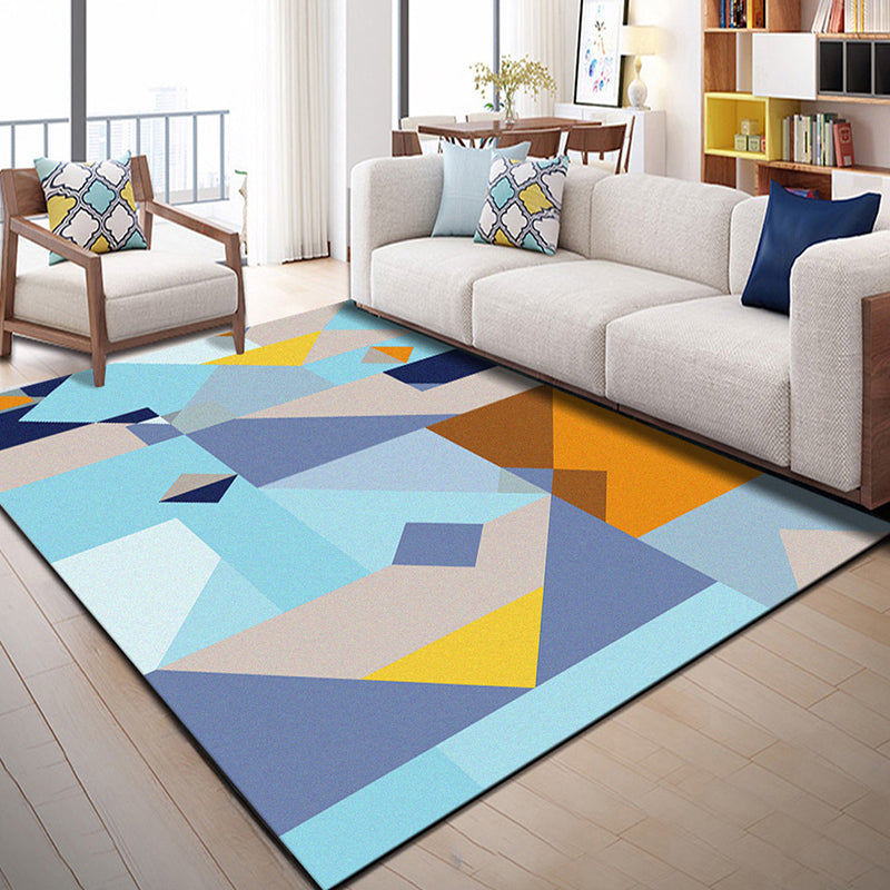 Bright geometric block rug multicolored modern rug polyester machine washable non-slip backing pet-friendly rug for the room | Bowlift