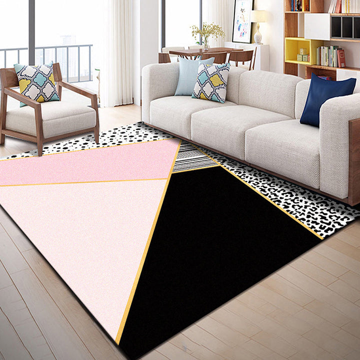 Bright geometric block rug multicolored modern rug polyester machine washable non-slip backing pet-friendly rug for the room | Bowlift