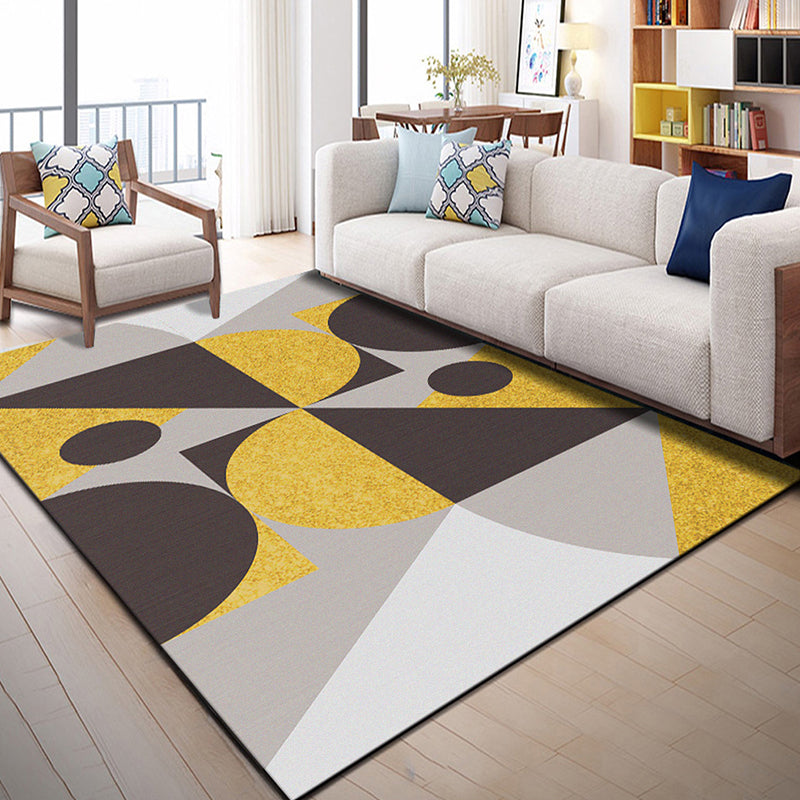 Bright geometric block rug multicolored modern rug polyester machine washable non-slip backing pet-friendly rug for the room | Bowlift