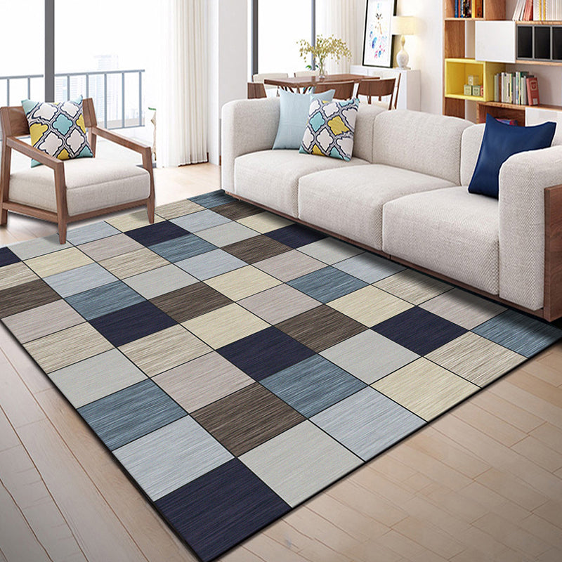 Bright geometric block rug multicolored modern rug polyester machine washable non-slip backing pet-friendly rug for the room | Bowlift