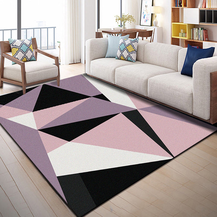 Bright geometric block rug multicolored modern rug polyester machine washable non-slip backing pet-friendly rug for the room | Bowlift