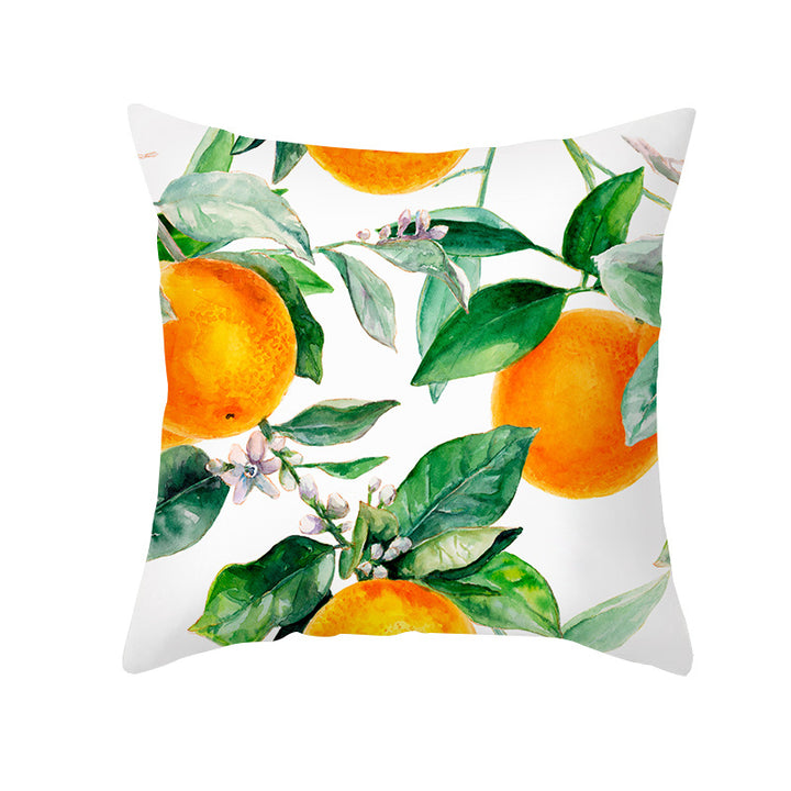 Mediterranean Lemon Tile Cotton-Linen Throw Pillow Cover