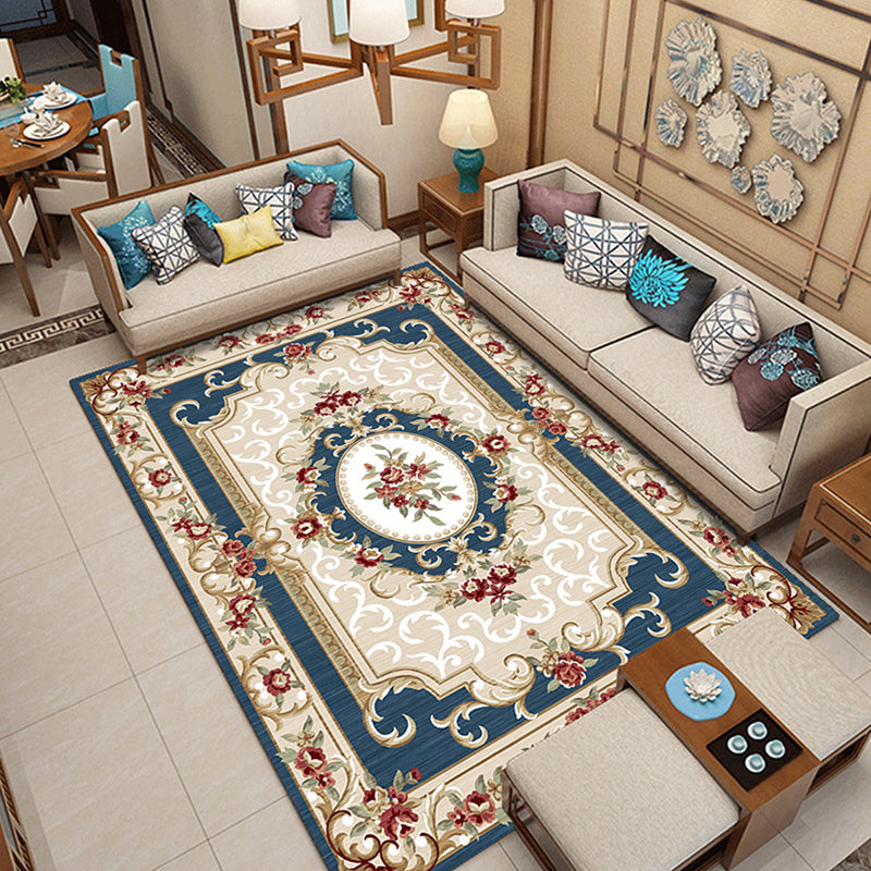 BowLift | Classic printed rug with floral pattern multicolored indoor rug non-slip backing pet-friendly rug