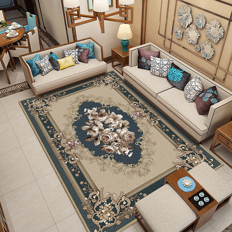 BowLift | Classic printed rug with floral pattern multicolored indoor rug non-slip backing pet-friendly rug