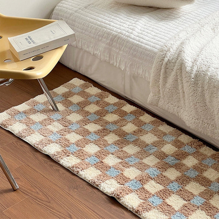 BowLift | Plush Plaid Flocking Floor Mat for Bedroom and Beyond