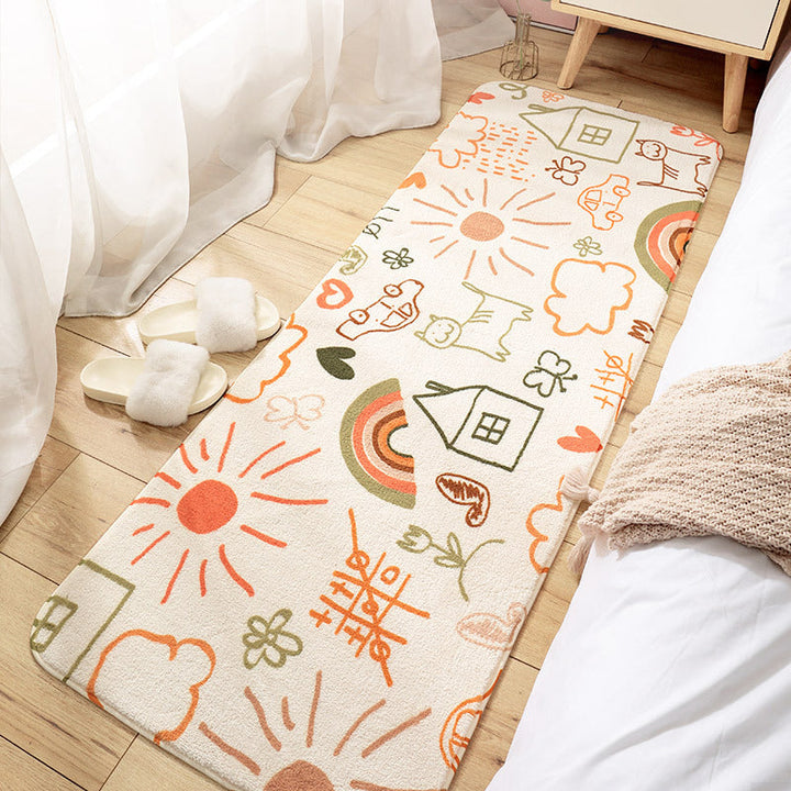 BowLift | Relaxing Children's Carpet Multicolored Plant Pattern Indoor Carpet Polyester Non-Slip Backing Easy Care Carpet