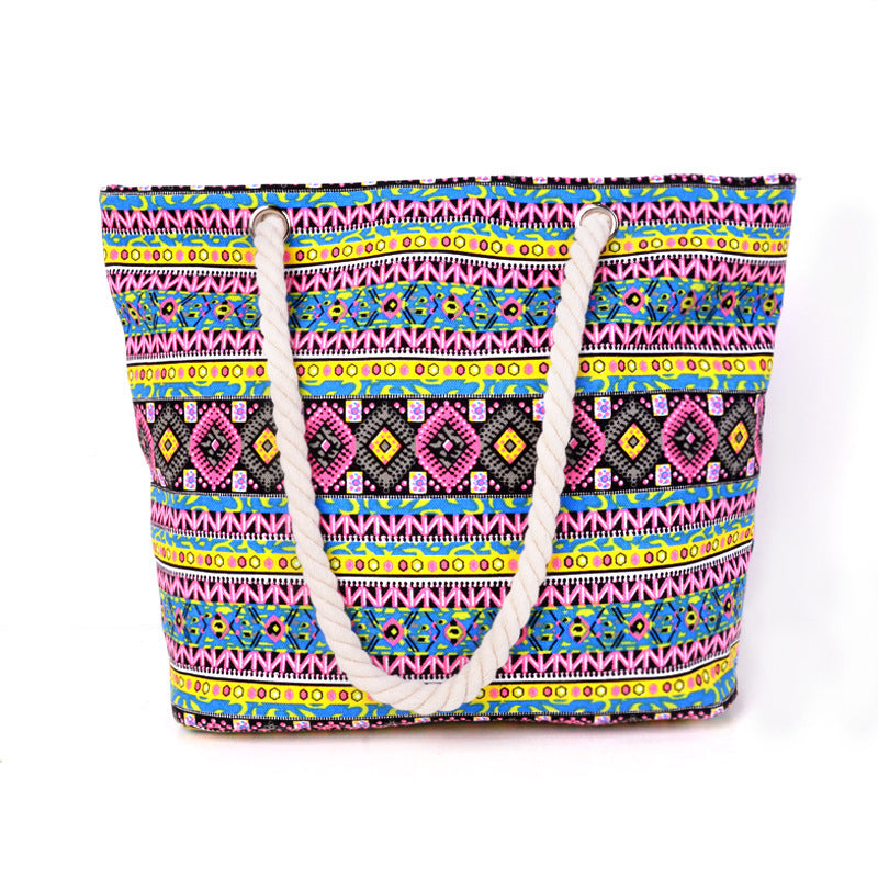 Large shopping bag with colorful ethnic pattern Bowlift
