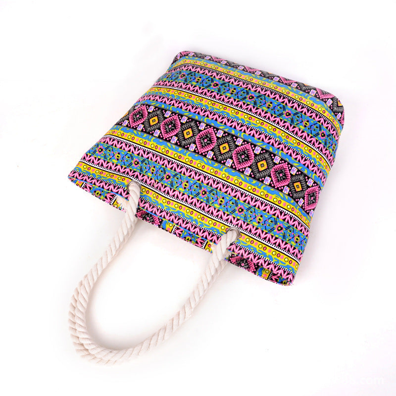 Large shopping bag with colorful ethnic pattern Bowlift