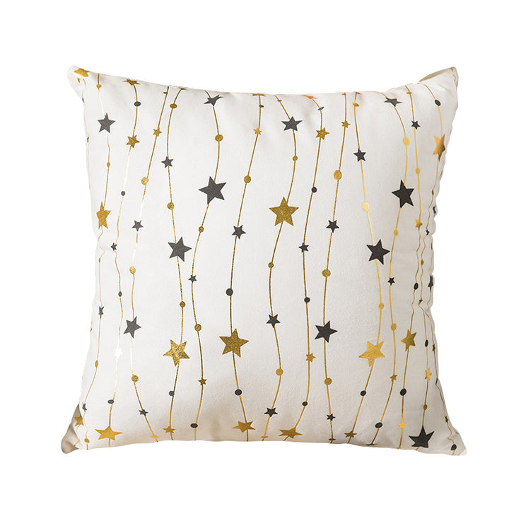 Velvet Holiday Throw Pillow Cover with Metallic Foil Tree and Script Accent