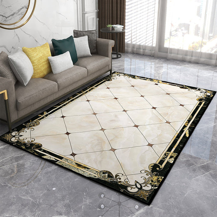 BowLift | Formal Living Room Rug Multicolor Geometric Pattern Area Rug Leather Non-Slip Backing Pet Friendly Easy Care Rug