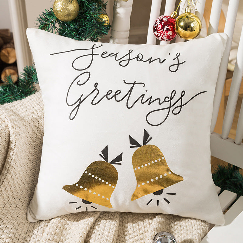 Velvet Holiday Throw Pillow Cover with Metallic Foil Tree and Script Accent