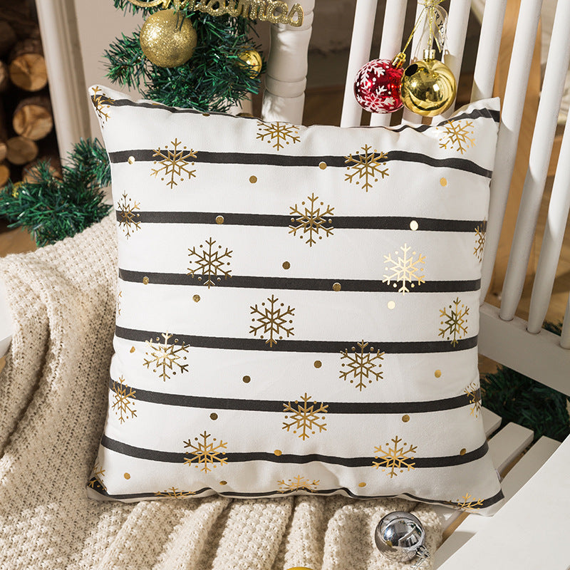 Velvet Holiday Throw Pillow Cover with Metallic Foil Tree and Script Accent