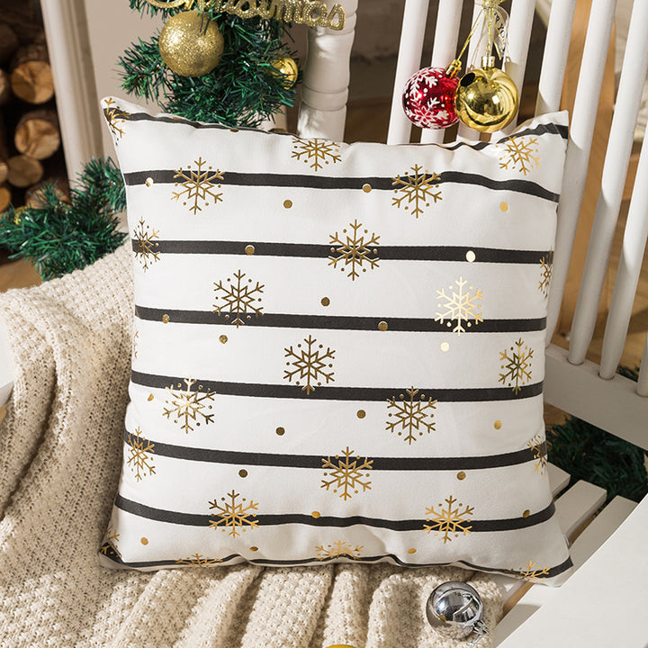 Velvet Holiday Throw Pillow Cover with Metallic Foil Tree and Script Accent