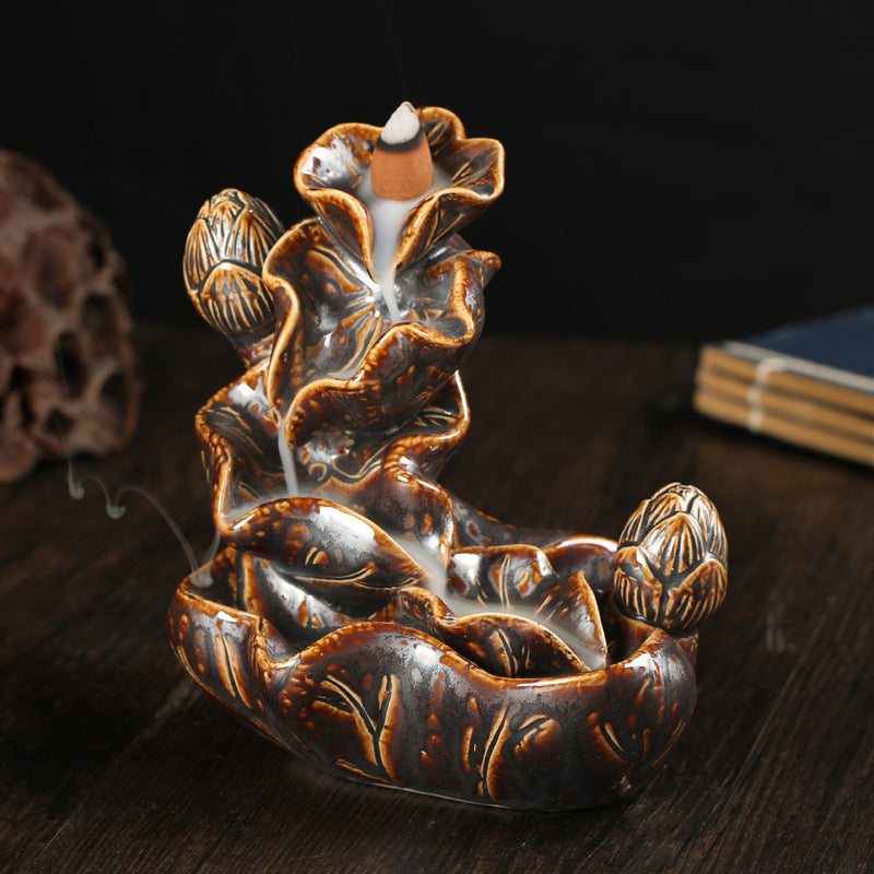Decorative Lotus Waterfall Incense Holder