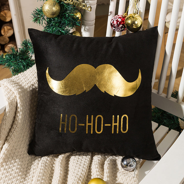 Velvet Holiday Throw Pillow Cover with Metallic Foil Tree and Script Accent