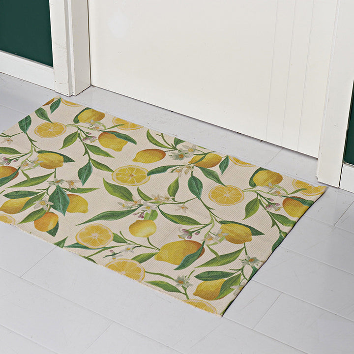 Flat-woven cotton runner with graphic stripe pattern and fringes Bowlift