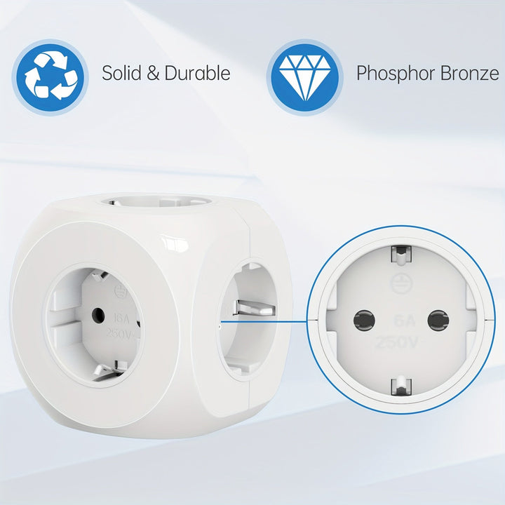 BowLift | Compact Portable Power Plug Cube with 5 Electric Outlets – Lightweight and Safe for Home, Office, and Travel