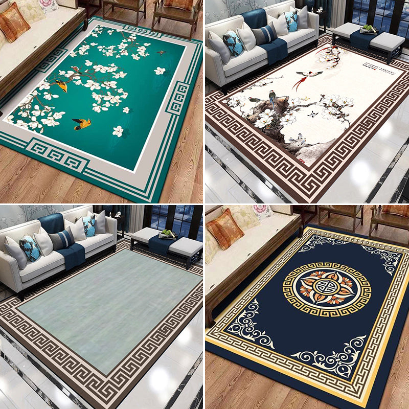 BowLift | Formal Living Room Rug Versatile Floral Pattern Rug Polyester Non-Slip Back Machine Washable Rug