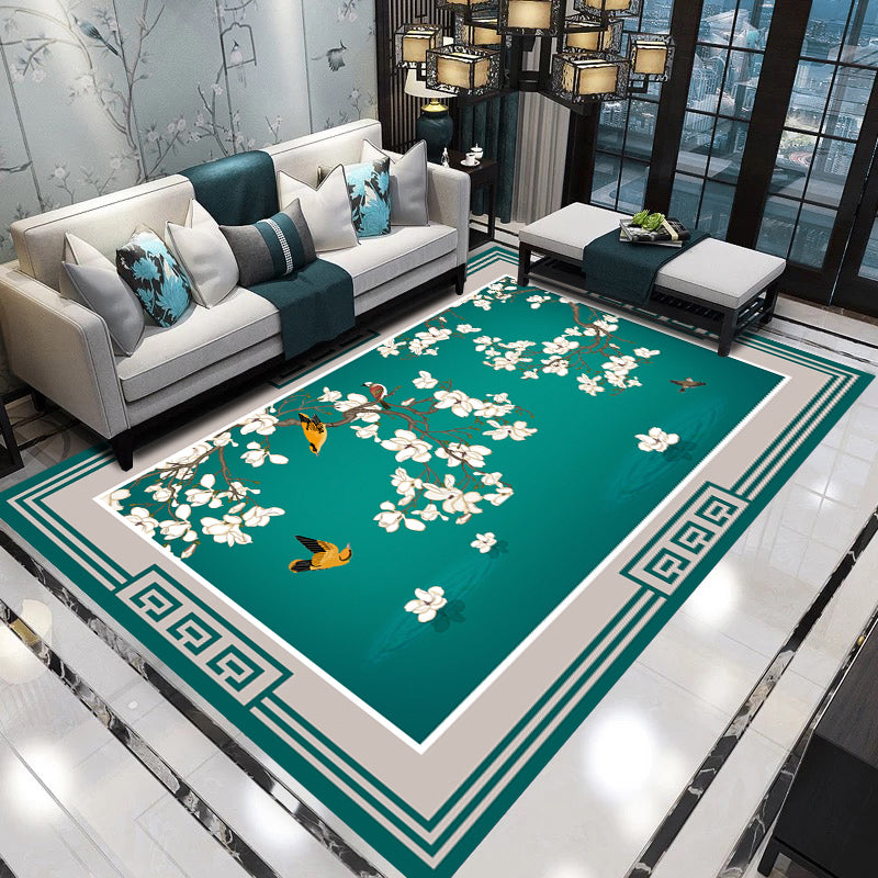 BowLift | Formal Living Room Rug Versatile Floral Pattern Rug Polyester Non-Slip Back Machine Washable Rug