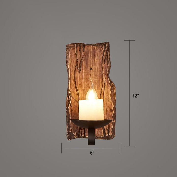 BowLift | Wooden Brown Wall Lamp Geometrically Designed Country Style Wall Sconce for Hallway
