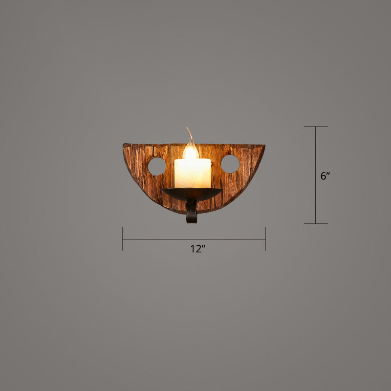 BowLift | Wooden Brown Wall Lamp Geometrically Designed Country Style Wall Sconce for Hallway