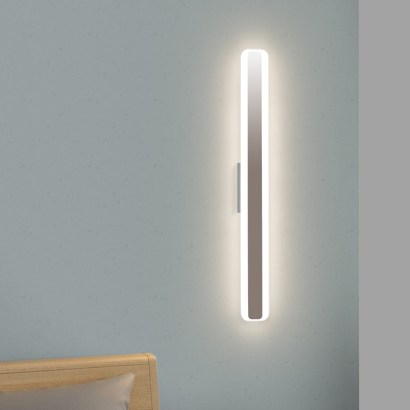 BowLift | Contemporary 16"/20" wide LED vanity lamp with acrylic-colored shade white rectangular mirror lamp in warm/white light