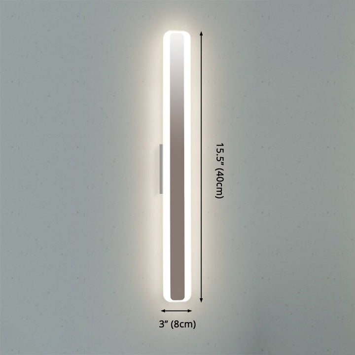 BowLift | Contemporary 16"/20" wide LED vanity lamp with acrylic-colored shade white rectangular mirror lamp in warm/white light
