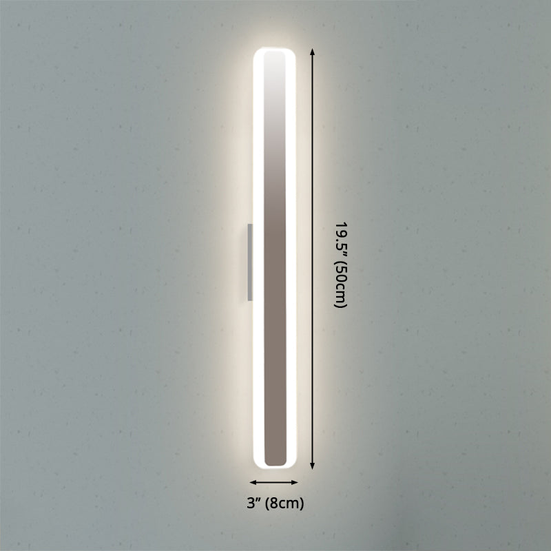 BowLift | Contemporary 16"/20" wide LED vanity lamp with acrylic-colored shade white rectangular mirror lamp in warm/white light