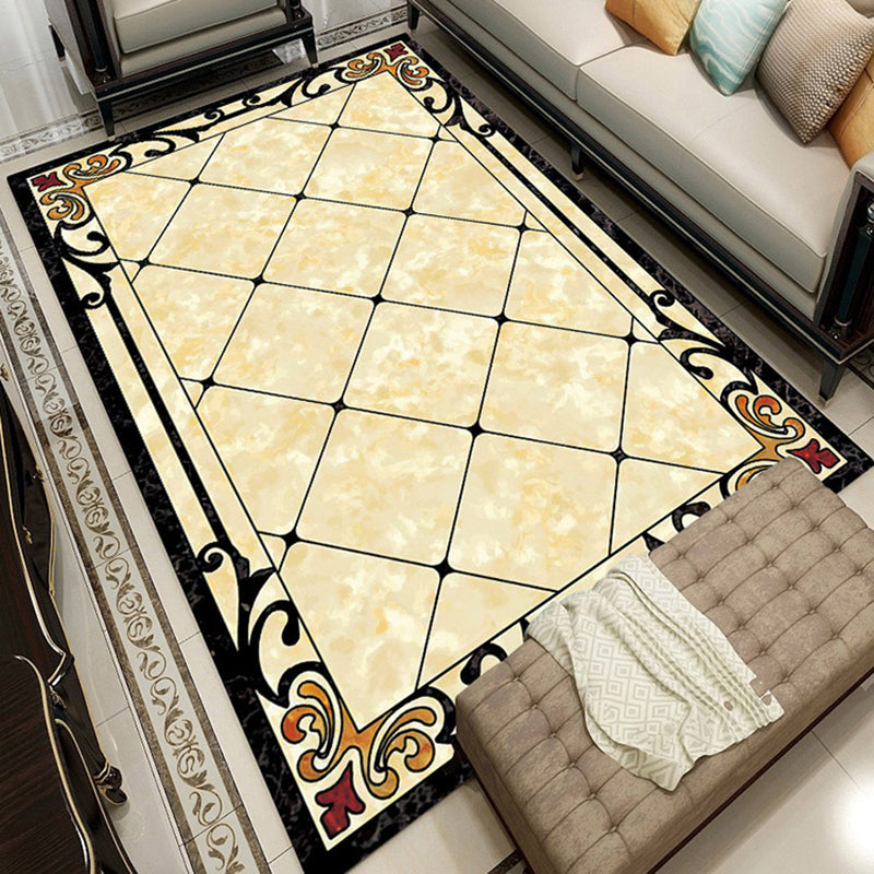 Contemporary living room rug Multicolored check pattern Indoor rug Polyester Non-slip back Stain-resistant rug | Bowlift