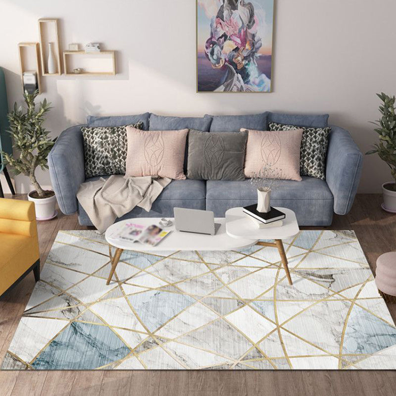 Contemporary living room rug Multicolored check pattern Indoor rug Polyester Non-slip back Stain-resistant rug | Bowlift