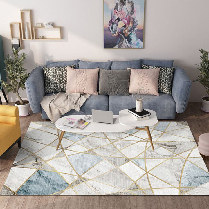 Contemporary living room rug Multicolored check pattern Indoor rug Polyester Non-slip back Stain-resistant rug | Bowlift
