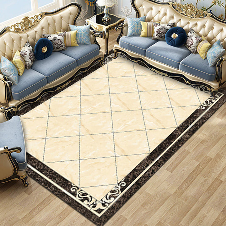 Contemporary living room rug Multicolored check pattern Indoor rug Polyester Non-slip back Stain-resistant rug | Bowlift