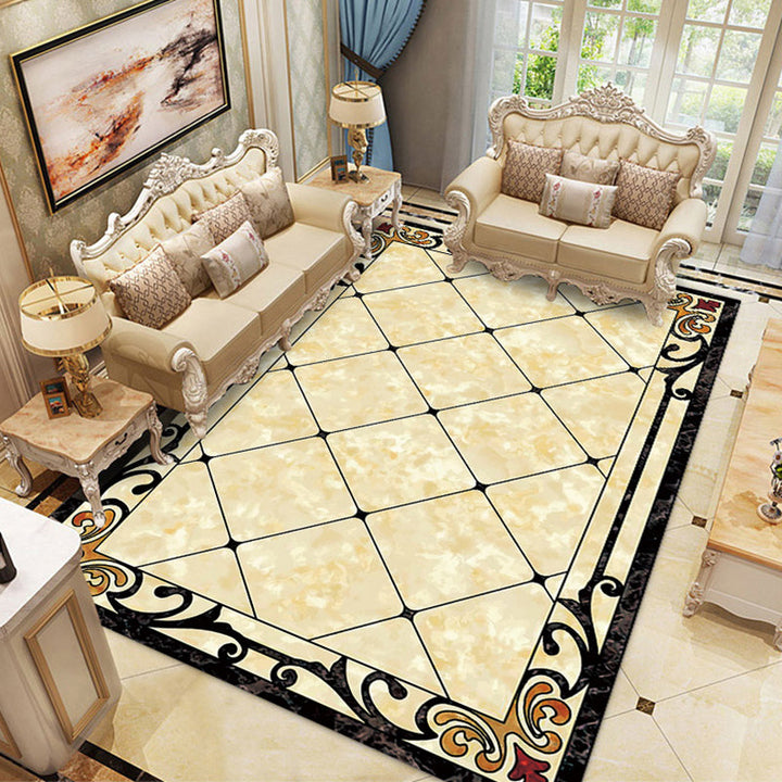 Contemporary living room rug Multicolored check pattern Indoor rug Polyester Non-slip back Stain-resistant rug | Bowlift