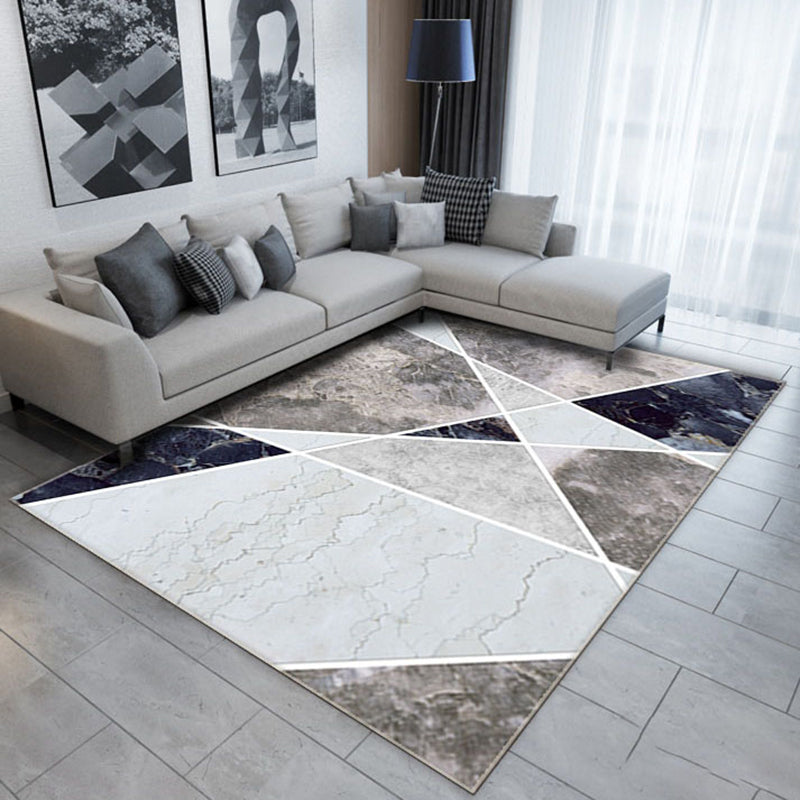 Contemporary living room rug Multicolored check pattern Indoor rug Polyester Non-slip back Stain-resistant rug | Bowlift