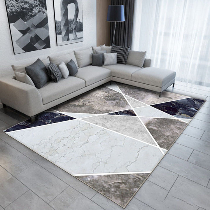 Contemporary living room rug Multicolored check pattern Indoor rug Polyester Non-slip back Stain-resistant rug | Bowlift