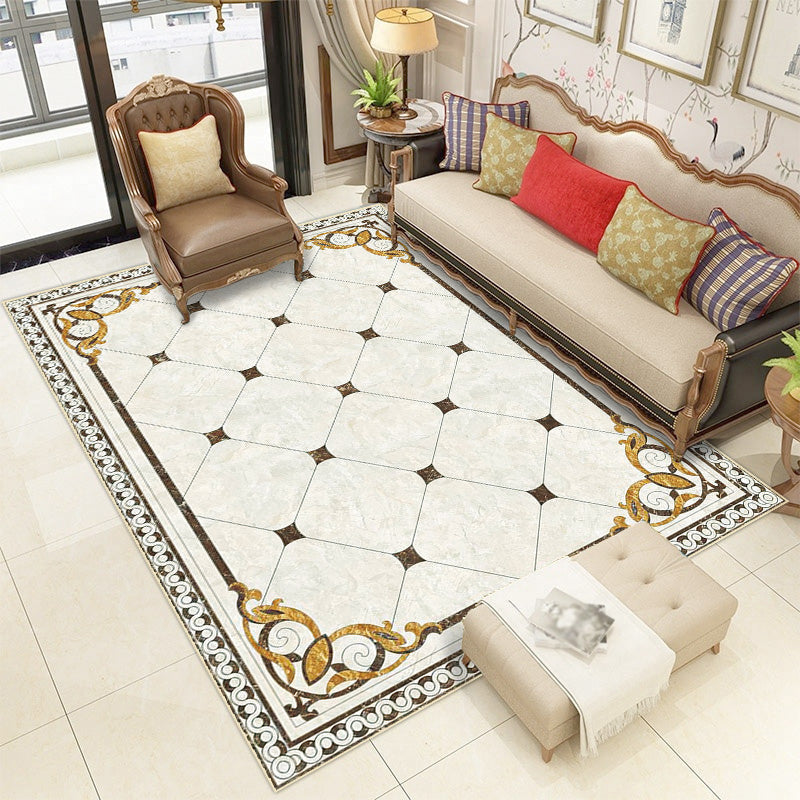 Contemporary living room rug Multicolored check pattern Indoor rug Polyester Non-slip back Stain-resistant rug | Bowlift