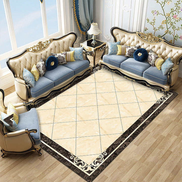 Contemporary living room rug Multicolored check pattern Indoor rug Polyester Non-slip back Stain-resistant rug | Bowlift