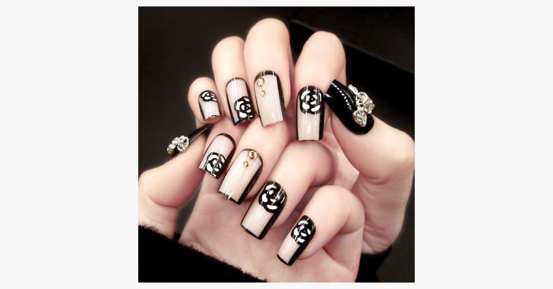 BowLift | Black Rose Transparent Nails