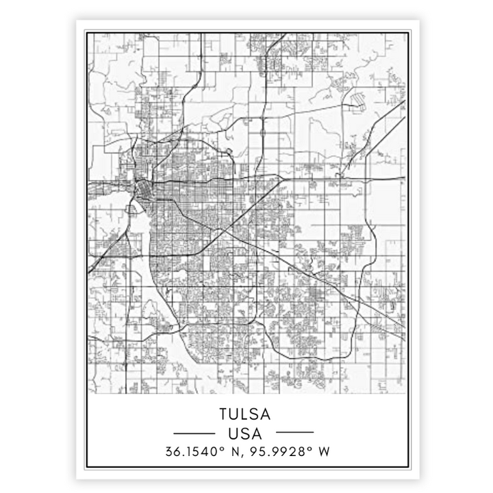 Tulsa City Map - Canvas Wall Art Painting | Bowlift