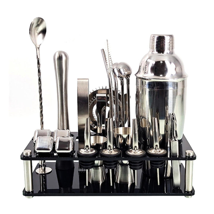 BowLift | 23pcs/Set Bartender Kit Professional Versatility Stainless Steel Martini Cocktail Shaker with Stand Bar Accessories