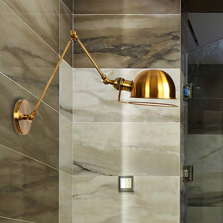 BowLift | 1 Light Swing Arm Wall Lighting Vintage Style Brass/Copper Metal Wall Mount Light with Bowl Shade